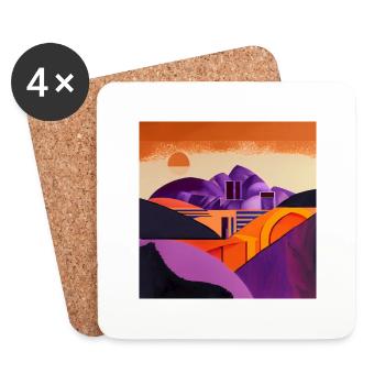 Désert au coucher du soleil - Dessous de verre (lot de 4) - blanc - Devant