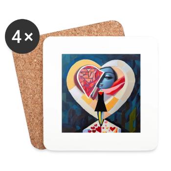 À la recherche de l’amour - Dessous de verre (lot de 4) - blanc - Devant