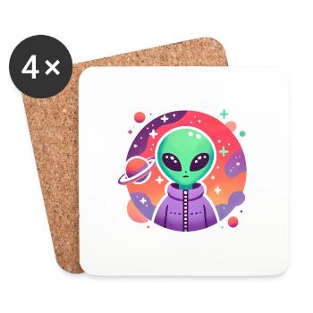Voyageur extraterrestre Art cosmique - Dessous de verre (lot de 4) - blanc - Devant