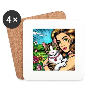 Ame Feline - Dessous de verre (lot de 4) - blanc - Devant