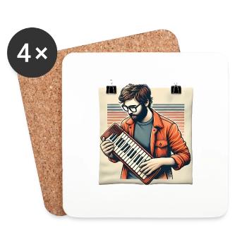 Melodica Player Retro Art Design - Coasters (set of 4) - white - Front