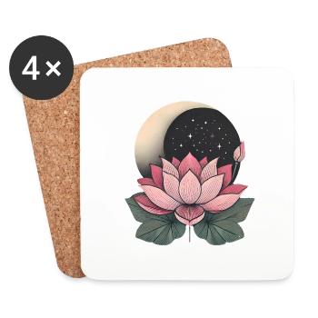 Elegant Lotus Flower with Moon Design - Coasters (set of 4) - white - Front