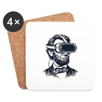 Lincoln dans le casque VR au design rétro - Dessous de verre (lot de 4) - blanc - Devant