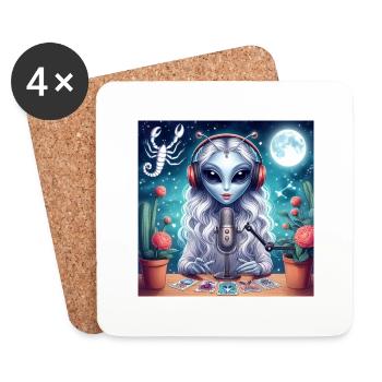 Voyante scorpion - Dessous de verre (lot de 4) - blanc - Devant