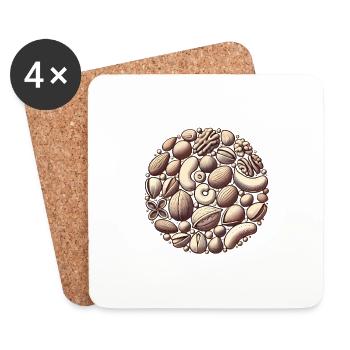 ONLY NUTS Fun Nut Lovers Design - Untersetzer (4er-Set) - Weiß - Vorne