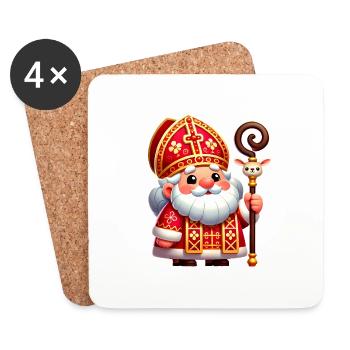 Festive Saint Nicholas Cartoon Design - Coasters (set of 4) - white - Front
