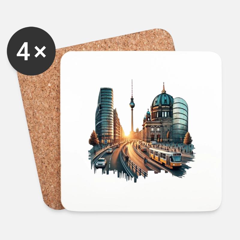 Berlin Design - Untersetzer (4er-Set) - Weiß