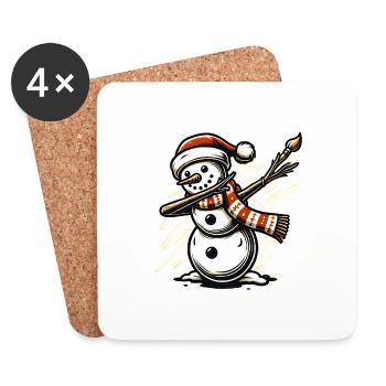 Dabbing bonhomme de neige Noël festif Design - Dessous de verre (lot de 4) - blanc - Devant