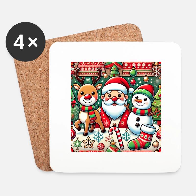 Weihnachtsdesigns - Untersetzer (4er-Set) - Weiß