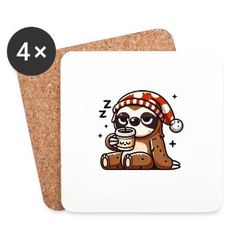Es ist wieder Monday Sleepy Faultier Design - Untersetzer (4er-Set) - Weiß - Vorne