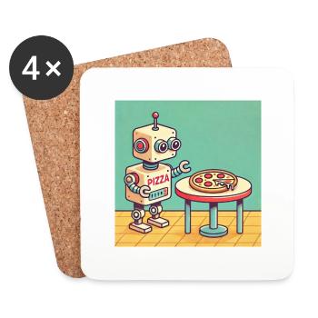 Pizza Bot - Coasters (set of 4) - white - Front