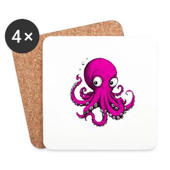 Octopus Drawing Pink - Coasters (set of 4) - white - Front