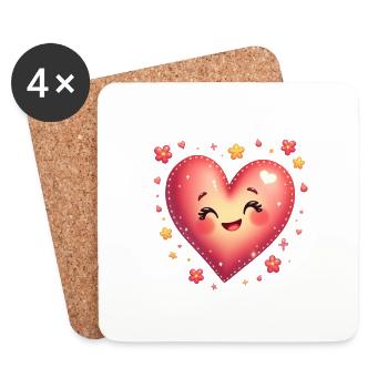 Creative Heart Design - Star Flowers Love - Coasters (set of 4) - white - Front
