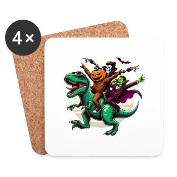 Gruseliges Trio Reiten TRex Halloween Spaß - Untersetzer (4er-Set) - Weiß - Vorne