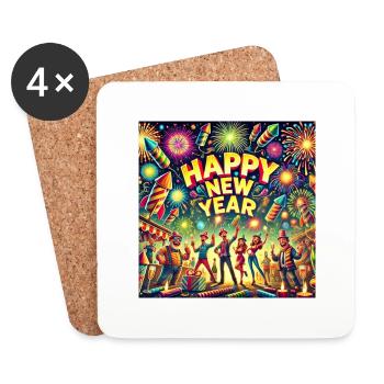 New Year's Eve Party Happy New Year - Coasters (set of 4) - white - Front