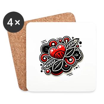 Small but Bossy Bold Heart Design - Coasters (set of 4) - white - Front