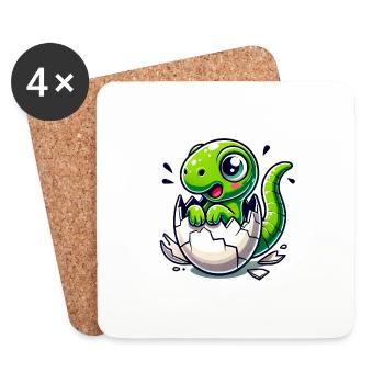 Funny Dinosaur Coming Soon Sticker - Coasters (set of 4) - white - Front