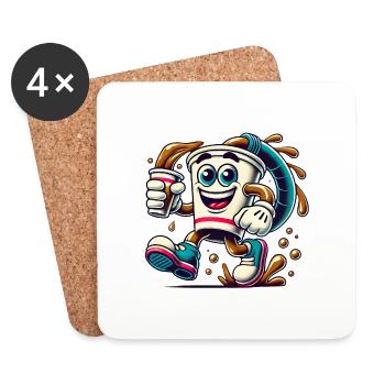 Tasse à café drôle dessin animé Splash - Dessous de verre (lot de 4) - blanc - Devant