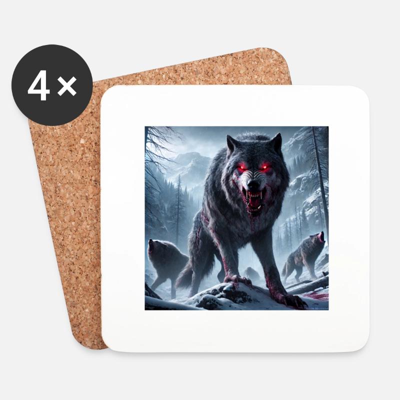 PRIMAL WOLF - Coasters (set of 4) - white