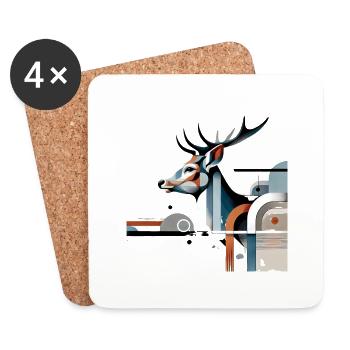 Modern Hirsch Design #1 - Untersetzer (4er-Set) - Weiß - Vorne