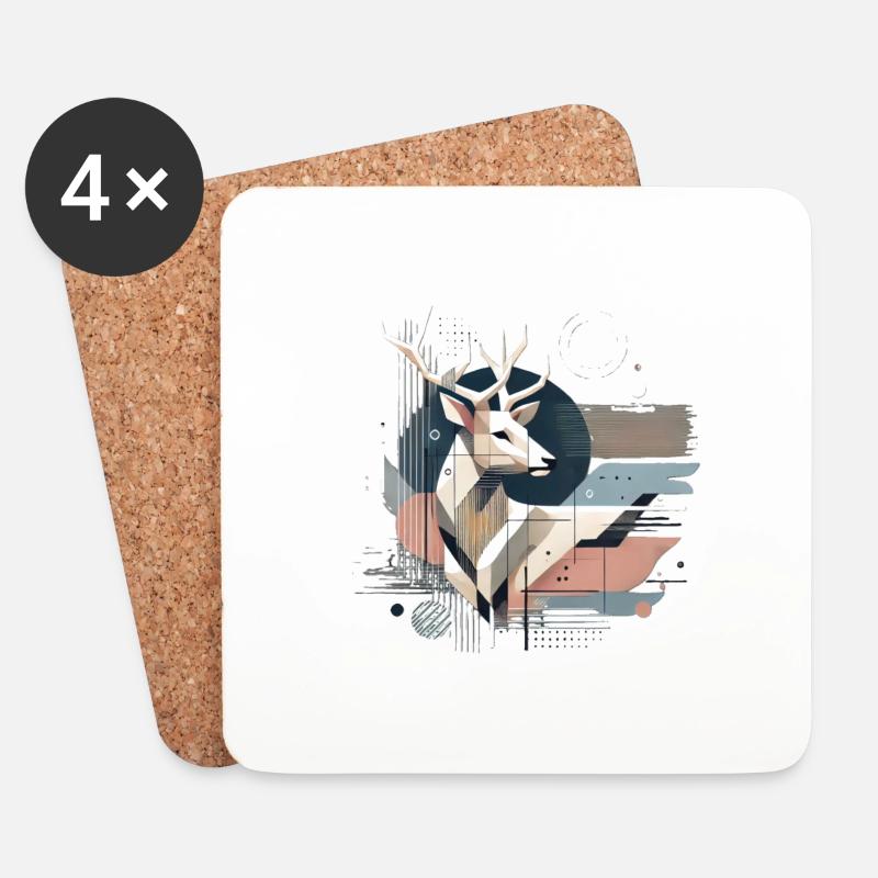 Modern Hirsch Design #3 - Untersetzer (4er-Set) - Weiß