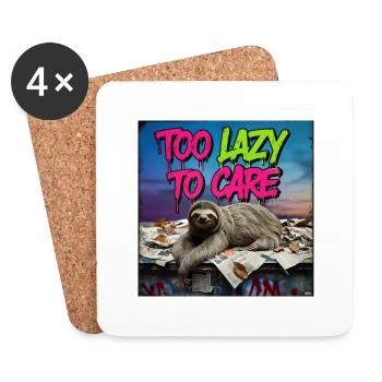 Too Lazy Too Care - Coasters (set of 4) - white - Front