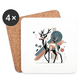 Design Hirsch modern stylish #4 - Untersetzer (4er-Set) - Weiß - Vorne