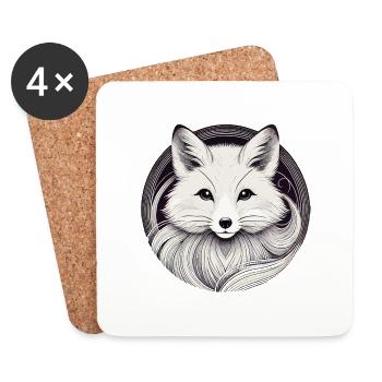 Renard doux - Dessous de verre (lot de 4) - blanc - Devant