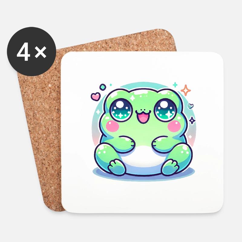SÜSSER KAWAII FROSCH - Untersetzer (4er-Set) - Weiß