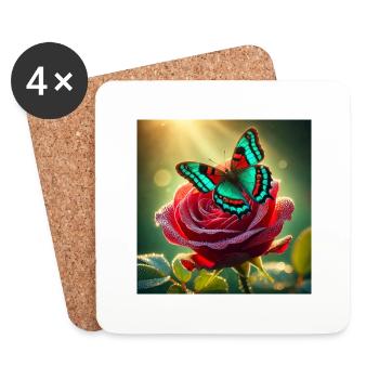 Rose III - Untersetzer (4er-Set) - Weiß - Vorne