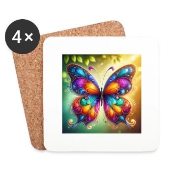 Schmetterling-bunt - Untersetzer (4er-Set) - Weiß - Vorne