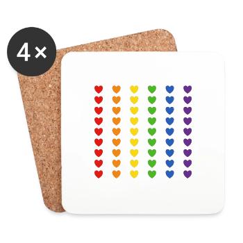 Rainbow Flag Hearts - Coasters (set of 4) - white - Front