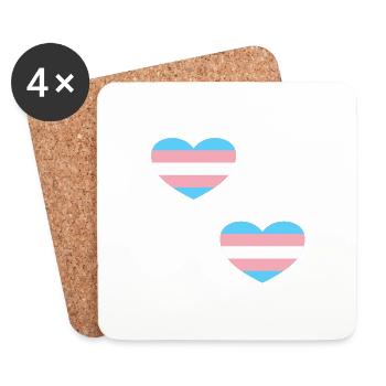 Trans Flagge Herzen - Untersetzer (4er-Set) - Weiß - Vorne