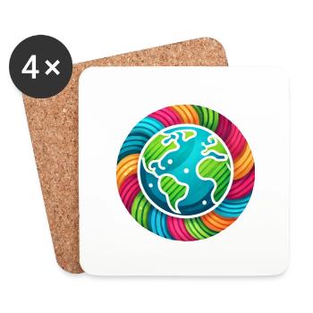 Un monde en paix - Dessous de verre (lot de 4) - blanc - Devant