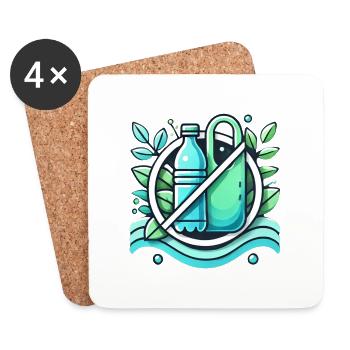 Gegen Mikroplastik - Untersetzer (4er-Set) - Weiß - Vorne