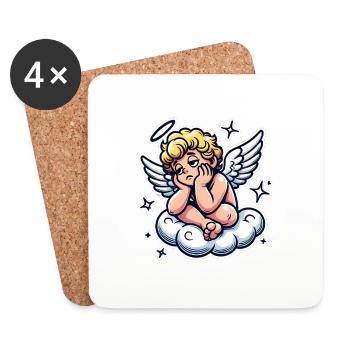 Lustiger Cherub auf Wolke Pop Art Design - Untersetzer (4er-Set) - Weiß - Vorne
