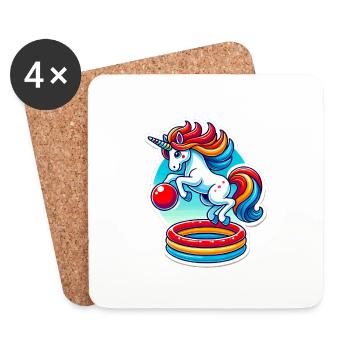 Licorne colorée Piscine Rebond Fun - Dessous de verre (lot de 4) - blanc - Devant