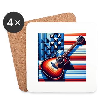 Amerikanische Gitarre - Untersetzer (4er-Set) - Weiß - Vorne
