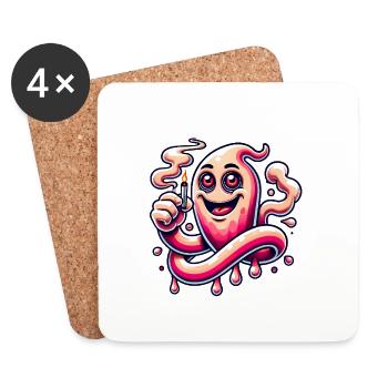 Lustiges Kiffer-Ghost-Cartoon-Design - Untersetzer (4er-Set) - Weiß - Vorne