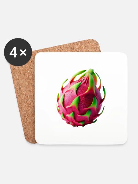 Dragon Fruit – Tropical Masterpiece - Coasters (set of 4) - white