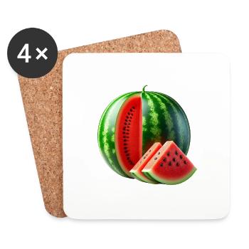 Wassermelone - Untersetzer (4er-Set) - Weiß - Vorne