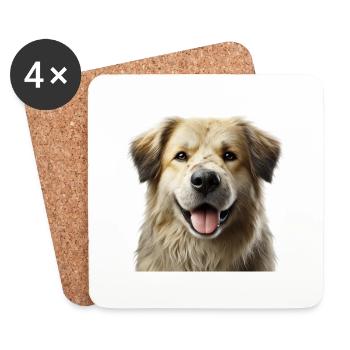 Chien - Dessous de verre (lot de 4) - blanc - Devant