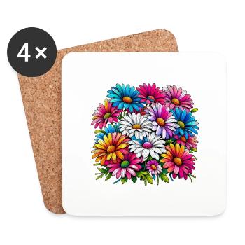 Colourful Daisy Drawing - Coasters (set of 4) - white - Front
