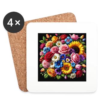 Colourful flowers - Coasters (set of 4) - white - Front