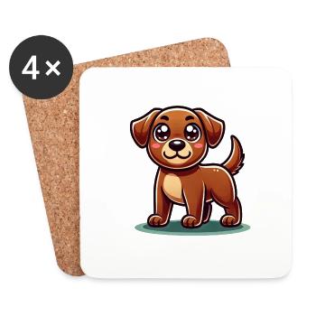 Hund Comic Kinder - Untersetzer (4er-Set) - Weiß - Vorne