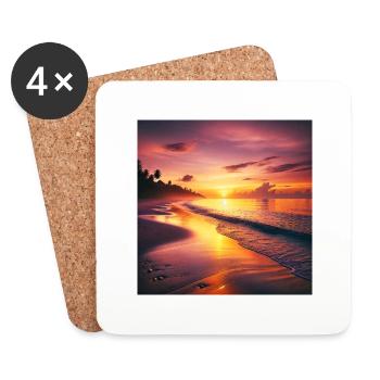 Beach sunset - Coasters (set of 4) - white - Front
