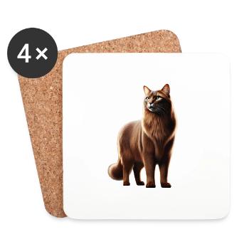 Katze Braun - Untersetzer (4er-Set) - Weiß - Vorne