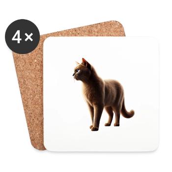 Katze Realistisch - Untersetzer (4er-Set) - Weiß - Vorne