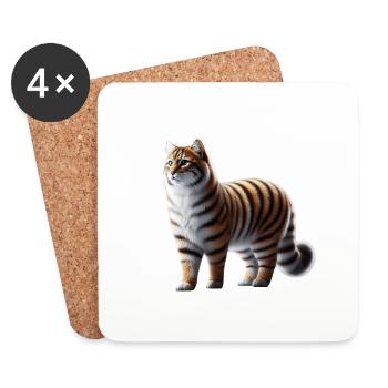 Tiger Katze - Untersetzer (4er-Set) - Weiß - Vorne