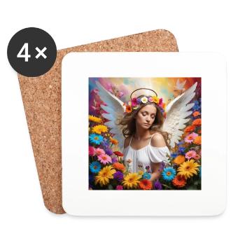 Angel in flowers - Coasters (set of 4) - white - Front